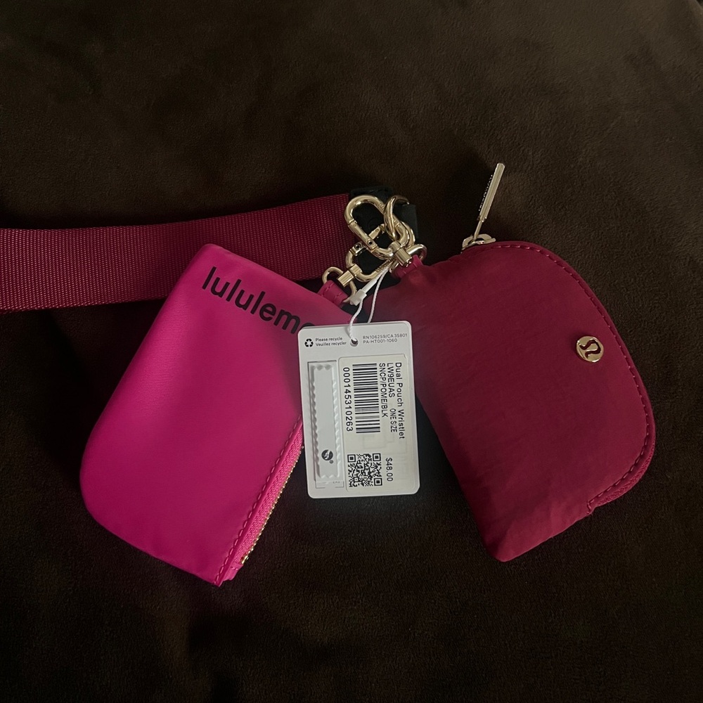 Lulu Dual Pouch Wristlet hot pink/ deep pink/ gold/ black *discontinued color*